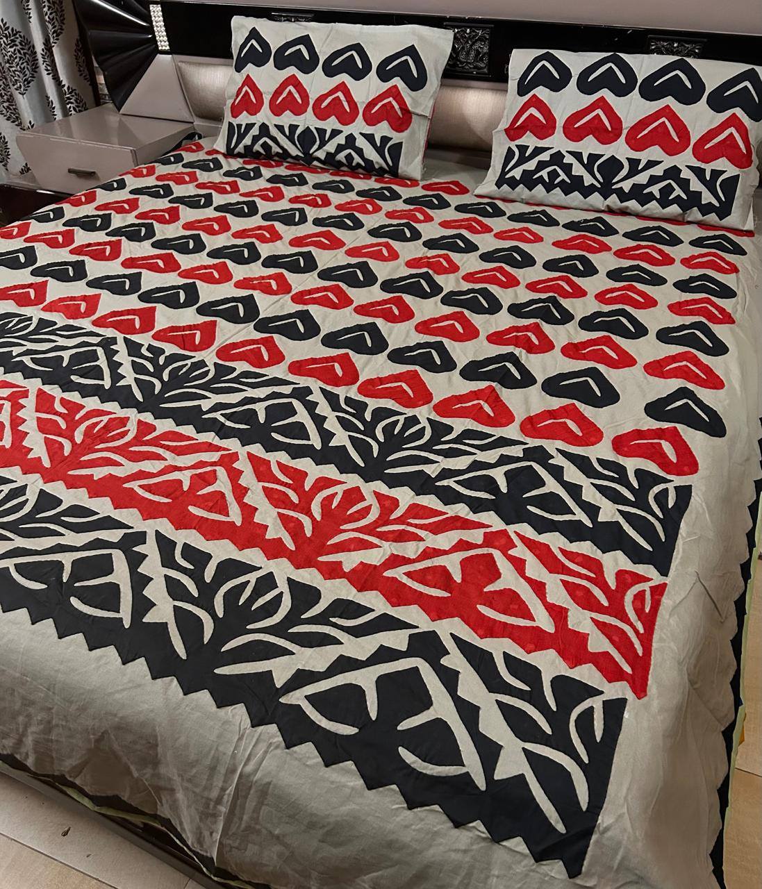 Handmade Appliqué Cotton Bedspread Set