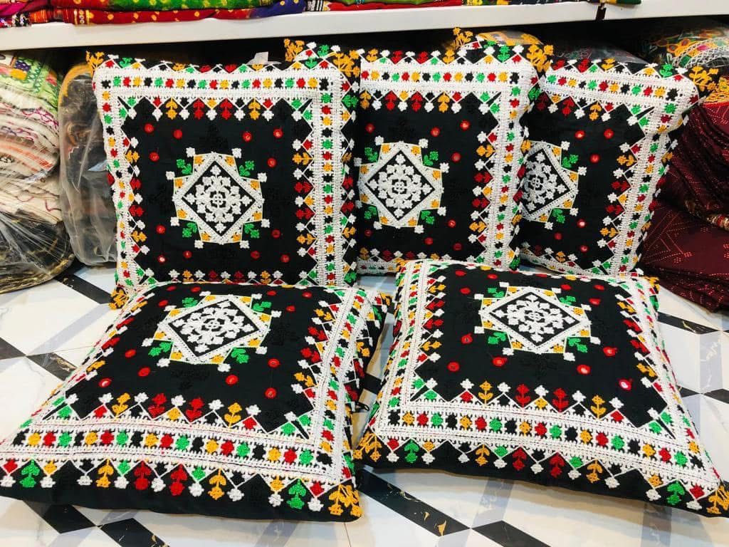 Hand-Embroidered Cushion Cover