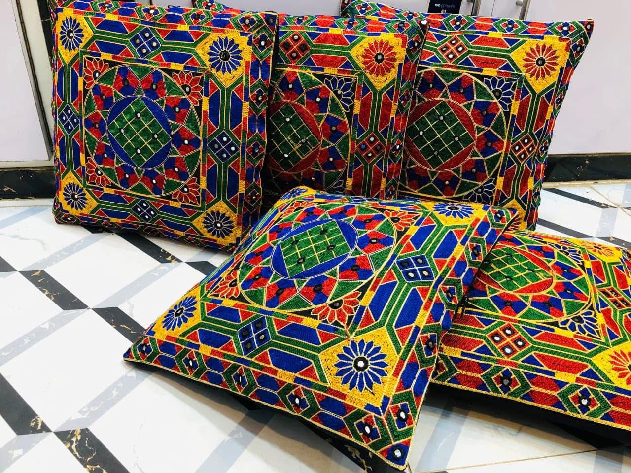 Hand-Embroidered Cushion Cover