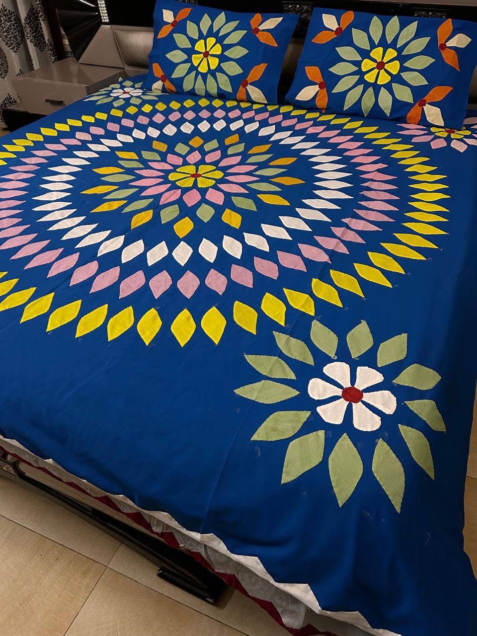 Handmade Appliqué Cotton Bedspread Set