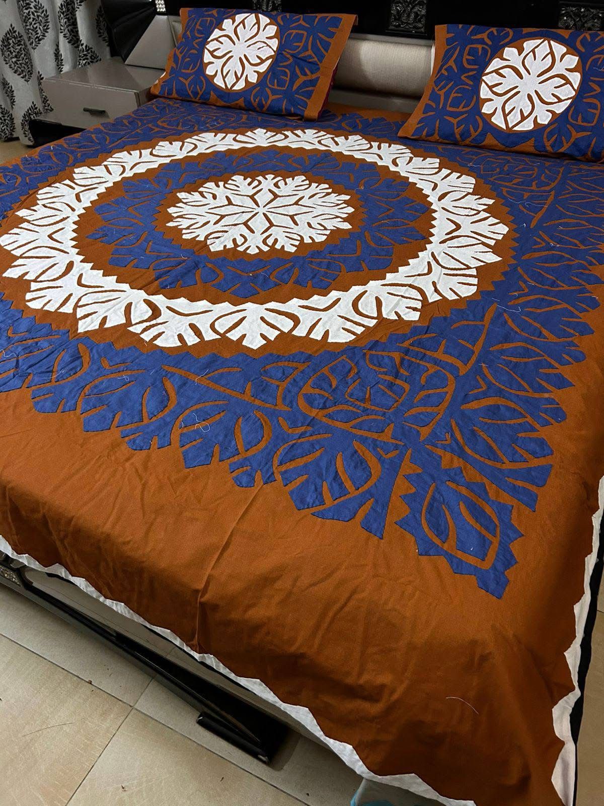 Handmade Appliqué Cotton Bedspread Set
