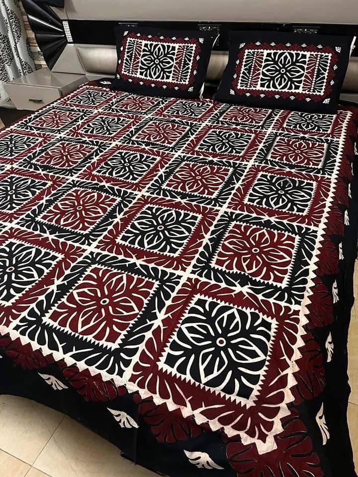 Handmade Appliqué Cotton Bedspread Set