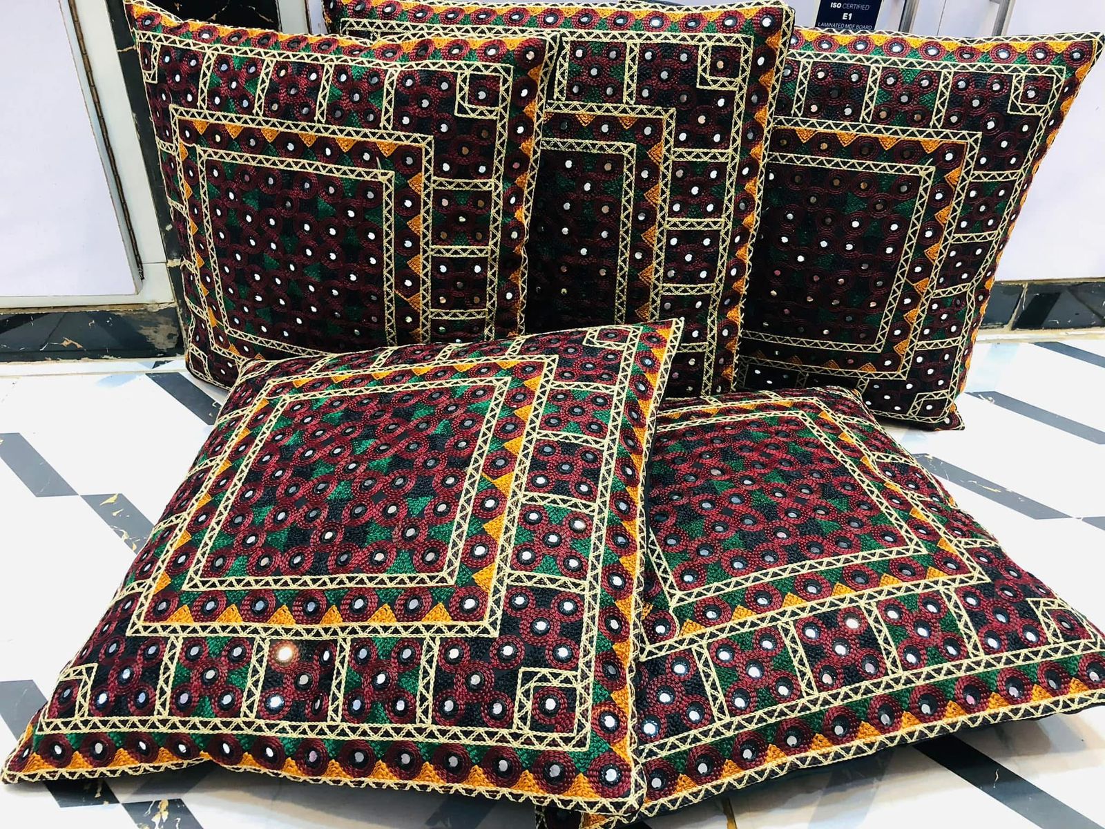 Hand-Embroidered Cushion Cover