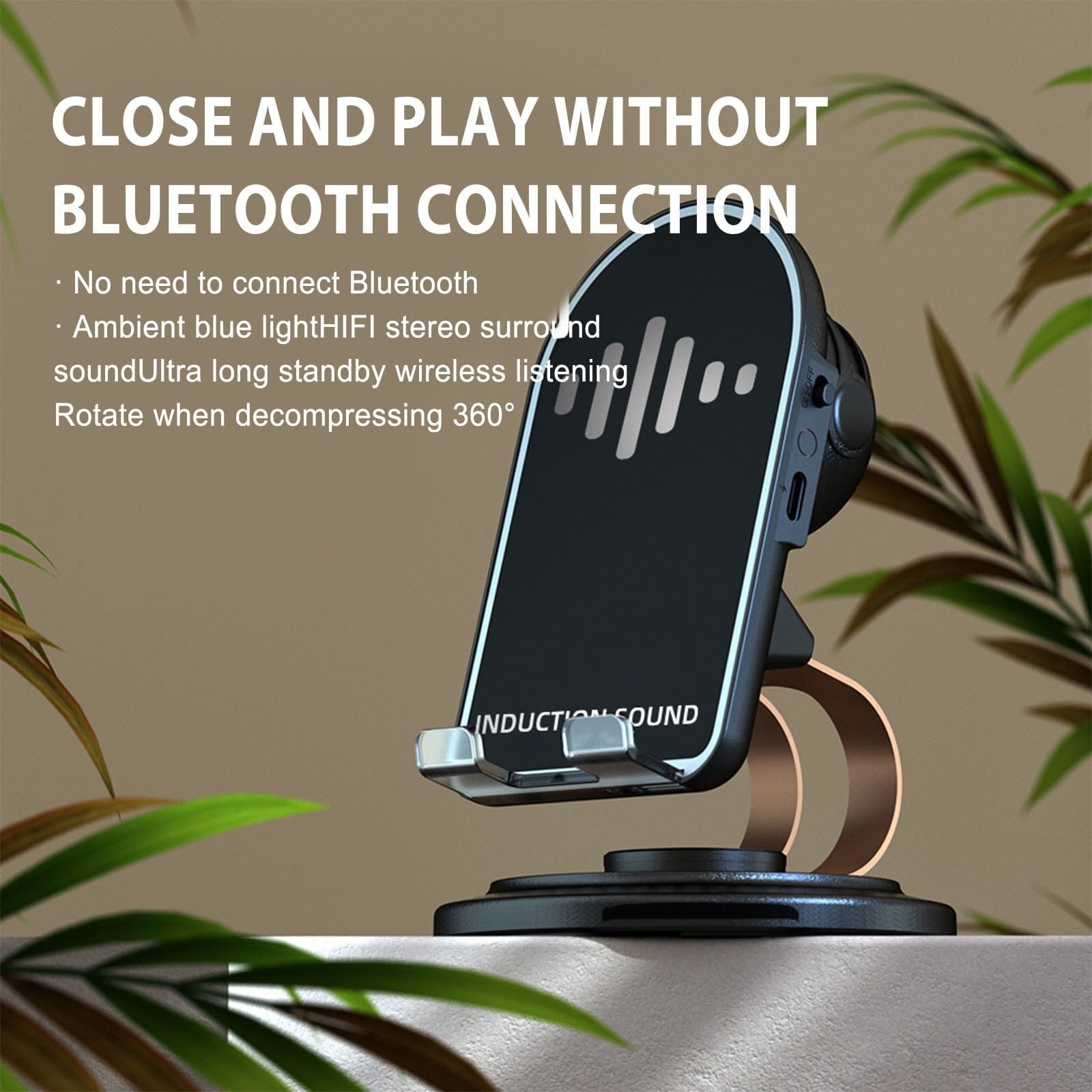 Sensor Auto Connect Bluetooth Mobile Holder & SpeakerbPhone Stand with Wireless Speaker,