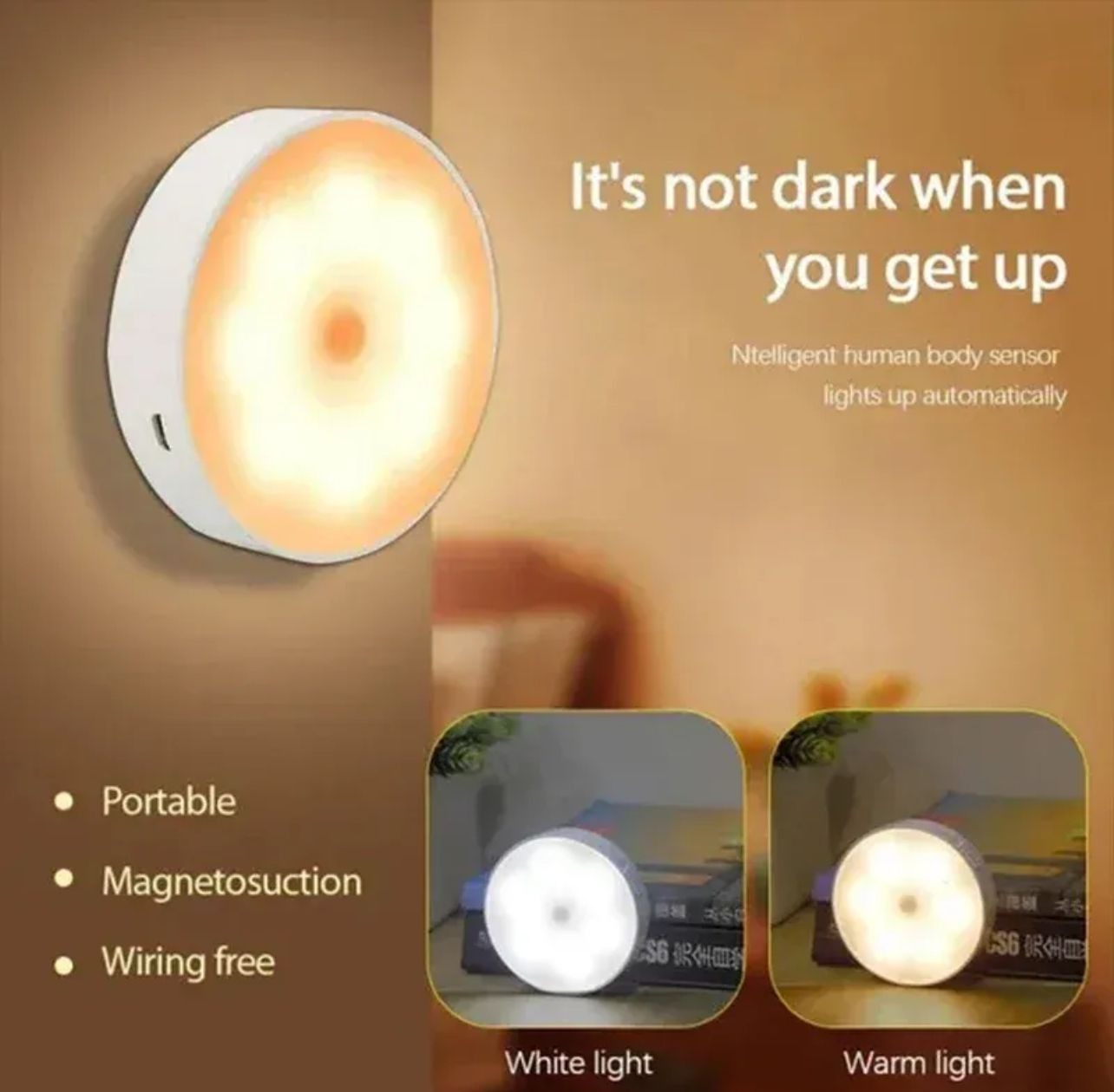 Motion Sensor LED Night Light – Wireless & Portable