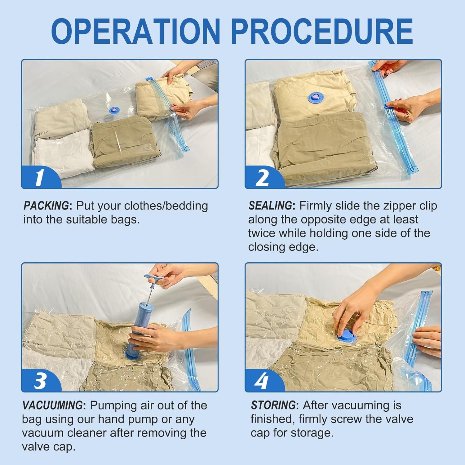 Vacuum Storage Bags for Clothes & Bedding