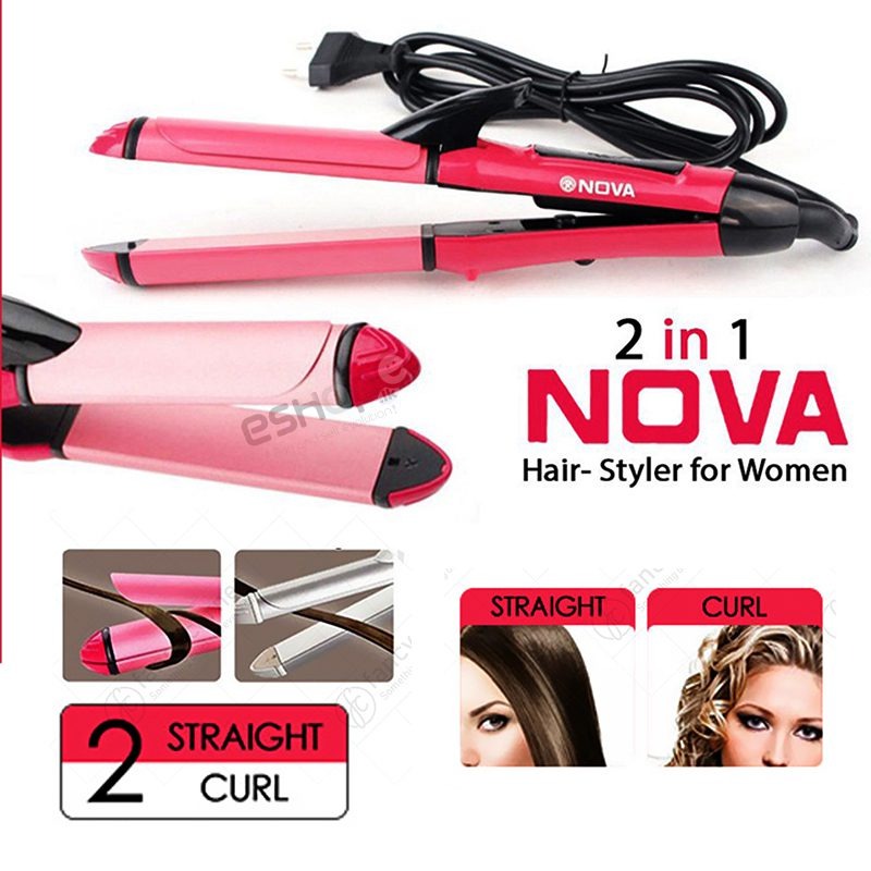 Original nova 2-in-1 hair straightener and hair curler