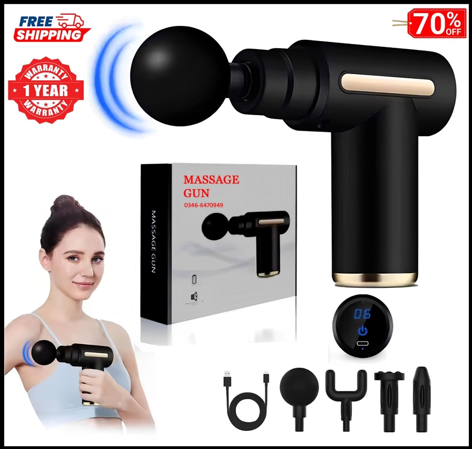 Massage Gun 5 in 1 Multifunctional Electric Full Body Massage Equipment